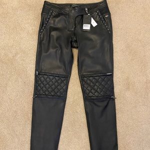 Madison Scotch Black Leather Pants. Size 2  NWT